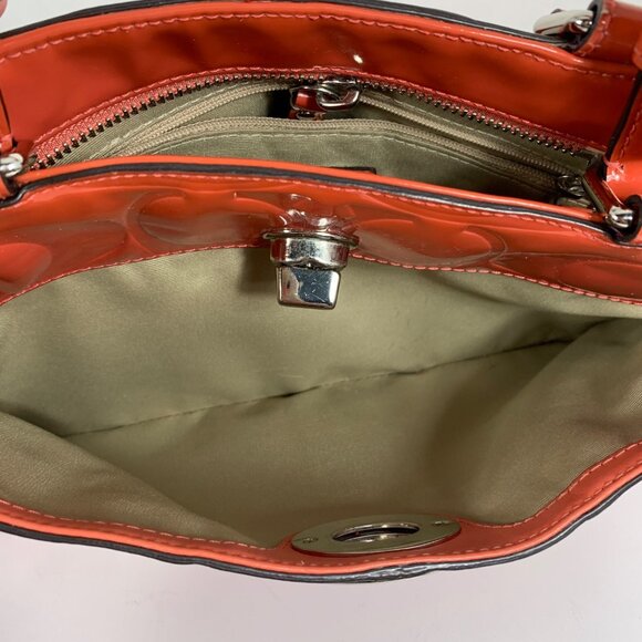 COACH Hampton Orange Patent Embossed Leather Medium Carryall F14413 Shoulder Bag - Picture 16 of 16